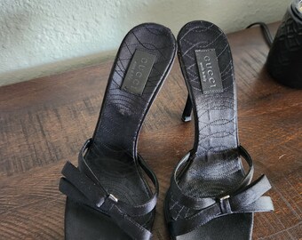 Gucci 4 "stiletto heel slide sandal black. Made in Italy. USED