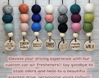 Fragrance Oil Car Diffuser ~ Wool Ball ~ Car Air Freshener ~ Handmade Diffuser ~ Personalized Car Diffuser ~ Reusable Car Diffuser