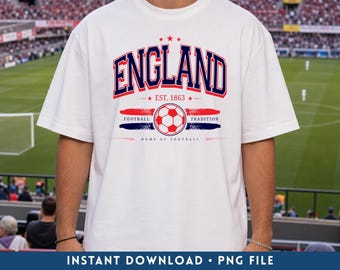 England Football PNG, Retro England Soccer Team Digital Download