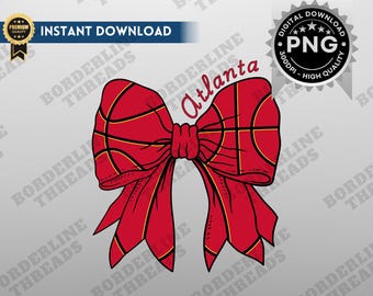Atlanta Basketball Coquette PNG, Atlanta Game Day Sublimation, Coquette Bow, Printable Design for T-Shirts, Mugs, Tumblers, Hats