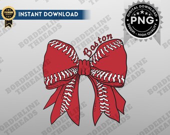 Boston Baseball Coquette PNG, Boston Game Day Sublimation, Coquette Bow, Printable Design for T-Shirts, Mugs, Tumblers, Hats