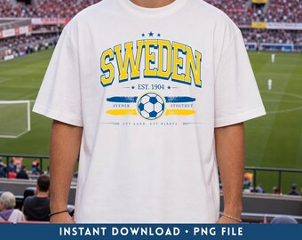 Sweden Soccer PNG, Retro Sweden Soccer Team Fan Digital Download