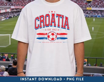 Croatia Soccer PNG, Retro Croatia Football Team Fan Digital Download