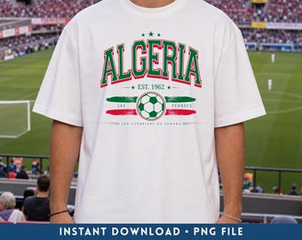 Algeria Football PNG, Retro Algeria Soccer Team Digital Download