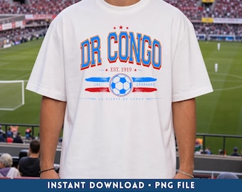 DR Congo Football PNG, Retro DR Congo Soccer Team Digital Download