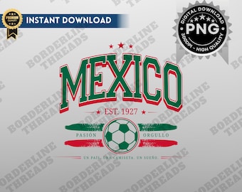 Mexico Football PNG, Retro Mexico Soccer Team Digital Download