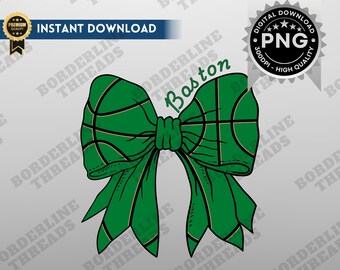 Boston Basketball Coquette PNG, Boston Game Day Sublimation, Coquette Bow, Printable Design for T-Shirts, Mugs, Tumblers, Hats