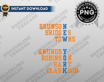 New York Basketball Squad PNG, Brunson Bridges Kat Hart Digital Download