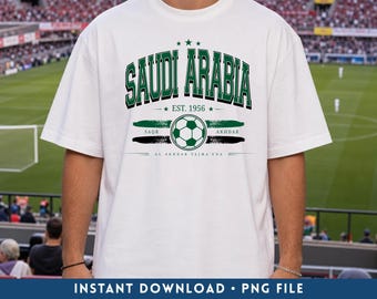 Saudi Arabia Football PNG, Retro Saudi Arabia Soccer Team Fan Digital Download