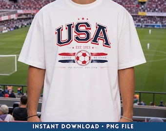 United States Soccer PNG, Retro USA Soccer Team Digital Download