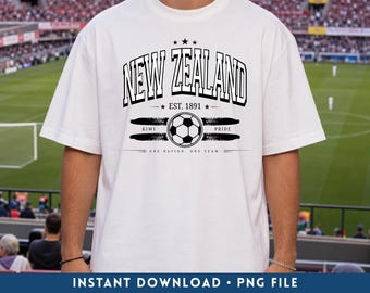 New Zealand Football PNG, Retro New Zealand Kiwi Soccer Team Fan Digital Download