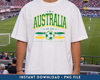 Australia Soccer PNG, Retro Australia Football Team Fan Digital Download