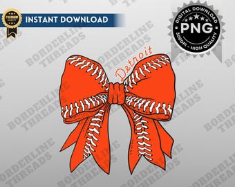 Detroit Coquette Baseball PNG, Detroit Game Day Sublimation, Coquette Bow, Printable Design for T-Shirts, Mugs, Tumblers, Hats