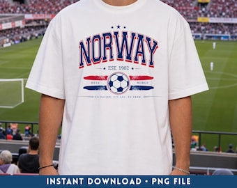 Norway Football PNG, Retro Norway Soccer Team Fan Digital Download
