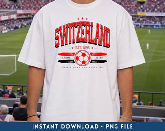 Switzerland Soccer PNG, Retro Switzerland Football Team Fan Digital Download