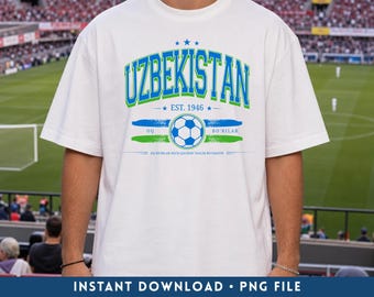 Uzbekistan Football PNG, Retro Uzbekistan Soccer Team Digital Download