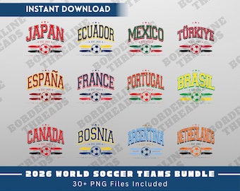 World Football Cup Team Bundle PNG, World Soccer Cup Team Bundle Digital Download