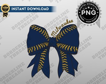 Milwaukee Baseball Coquette PNG, Milwaukee Spieltag Sublimation, Coquette Bow, druckbares Design für T-Shirts, Sweatshirts, Becher