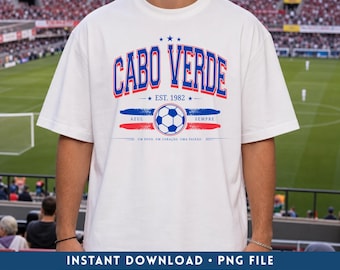 Cabo Verde Soccer PNG, Retro Cape Verde Football Team Fan Digital Download