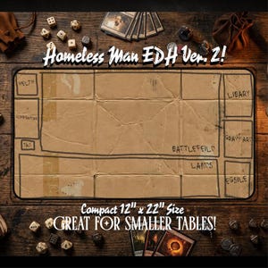 Homeless Man V2 TCG Playmat | Funny Play Mat | 12" x 22" Neoprene Game Mat | Cardboard Design | EDH Playmat | Hemmed Sewn Edge