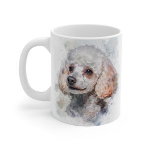 White Poodle Mug, Cute Dog Lover Gift, Animal Coffee Cup, Pet Owner Present, Ceramic Tea Mug, Dog Mom Gift