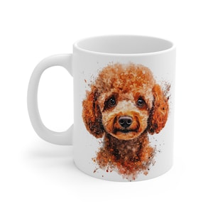 Apricot Poodle Mug, Cute Dog Coffee Cup, Animal Lover Gift, 11oz Ceramic Tea Mug, Dog Mom Present, Dog Dad Drinkware