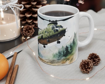 Chinook Helicopter Mug: Pacific Northwest Watercolor Design