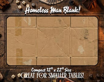 ホームレスマン TCG プレイマット | 面白いプレイマット | 12インチ x 22インチ ネオプレン製ゲームマット | 段ボールデザイン | 空白プレイマット | 縁取り縫い