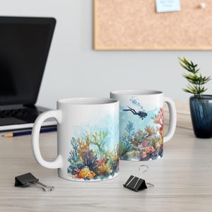 Watercolor Coral Reef Mug: Ocean Explorer Gift