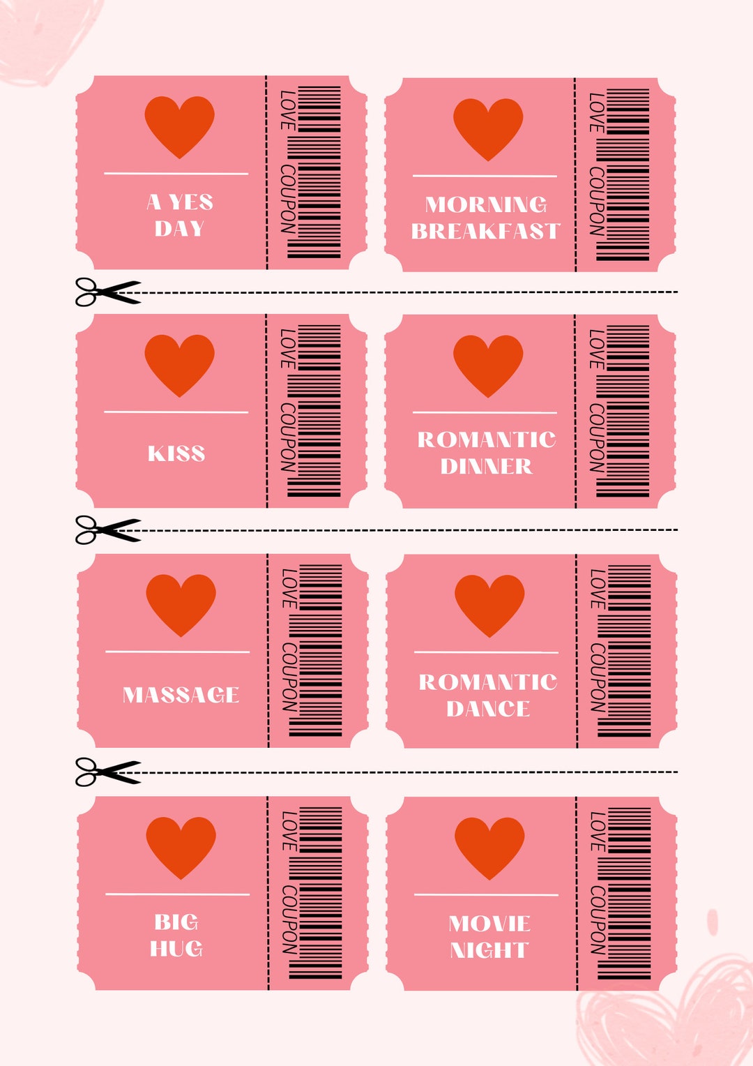 Love Coupon Book Printable Romantic Coupons for Him & Her Editable