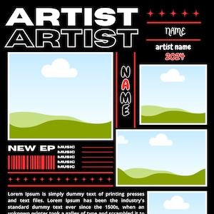 Mall för konstnärs-T-shirt / Redigerbar Canva-T-shirtmall / Canva-mall för T-shirt / Redigerbar med Canva.