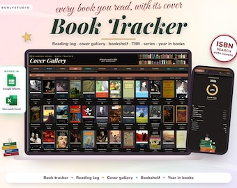 Book Tracker Spreadsheet, Reading Tracker & Reading Journal, Reading Log, Bookshelf, TBR List, Reading Challenge, Google Sheets Excel