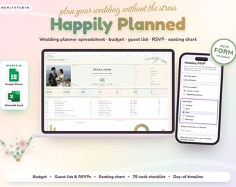 Wedding Planner Spreadsheet Google Sheets & Excel, Budget Tracker, Guest List RSVP Form, Seating Chart, Checklist