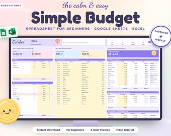 Paycheck Budget Spreadsheet, Biweekly Budget Planner Google Sheets Excel, Weekly Budget, Bill Tracker, Savings Tracker, Simple Budget