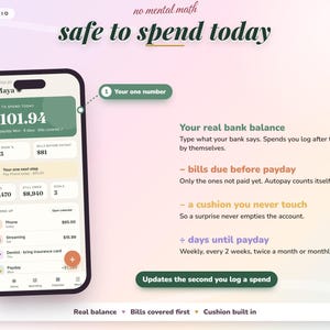 ADHD Budget Planner App, Beginner-Friendly Budget Tracker | Safe to Spend, Paycheck Budget, Bill Tracker, Debt Payoff | No Excel Needed image 4