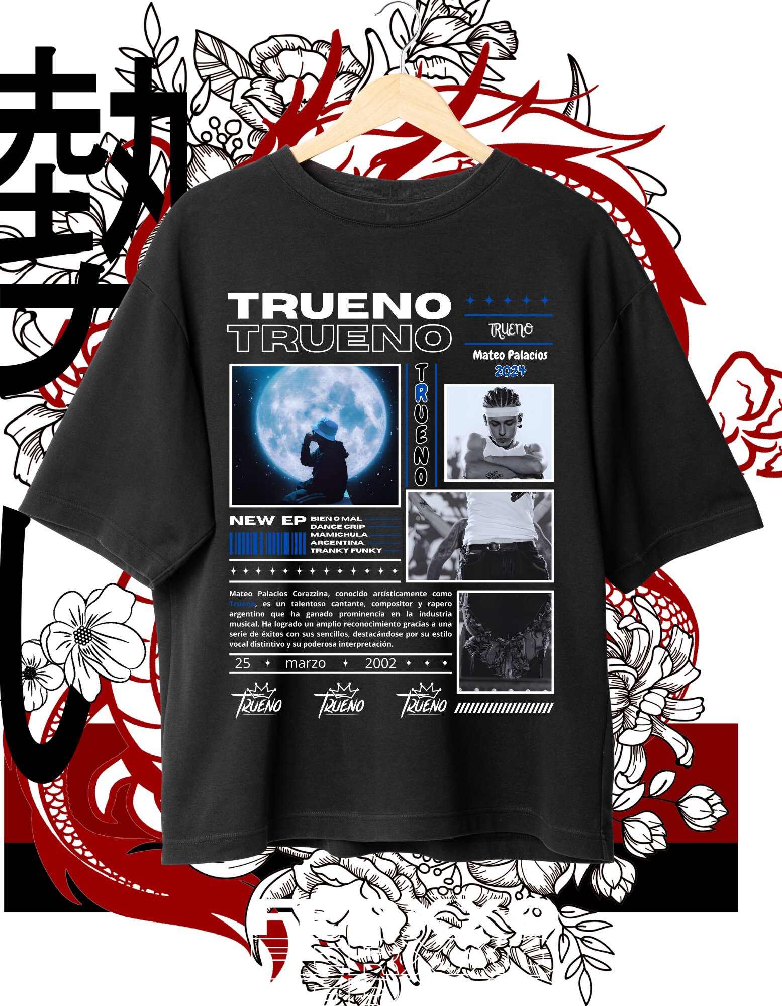 Trueno Hip hop T shirt Design Retro Digital Png REAL GANGSTA Love instant Download and Ready to Print. Etsy