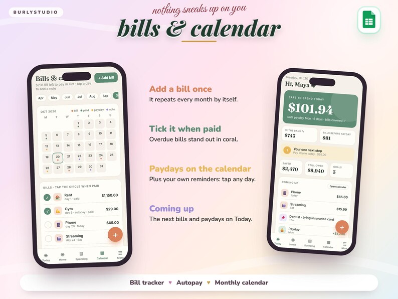 ADHD Budget Planner App, Beginner-Friendly Budget Tracker | Safe to Spend, Paycheck Budget, Bill Tracker, Debt Payoff | No Excel Needed image 6