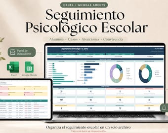 School psychological monitoring template | Excel and Google Sheets | Student and case records, support, alerts, and monthly reports