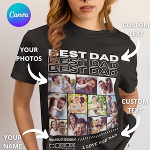 Mejor papá personalizado de todos los tiempos, Perzonaliza tu diseño en canva, camisa de foto de papá, camiseta del día del padre.