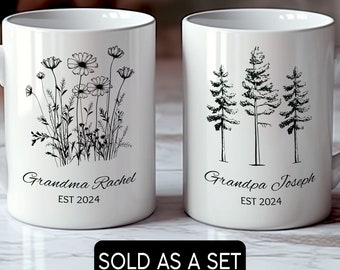 Pregnancy Announcement Grandparent Mug Set, Personalised Baby Announcement Grandma Grandpa Mug Set,New Grandma Gift,New Grandpa gift