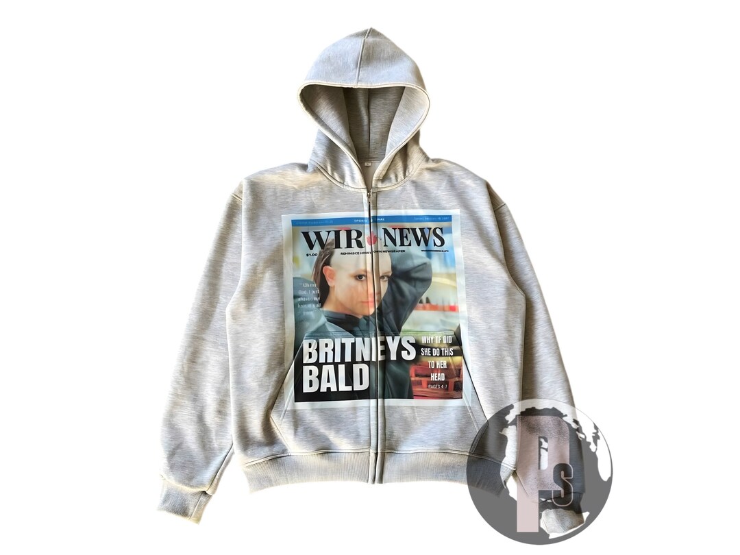 Britney Spears bald Magazine Cover Zip Hoodie Trend Printing Hoodies