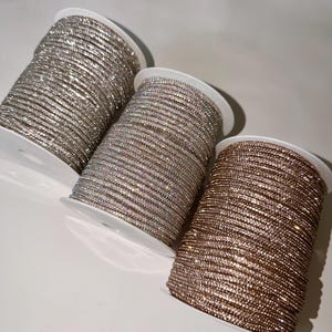Crystal Rhinestone cord Shiny rope  silver/white