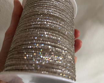 Crystal Rhinestone cord Shiny rope  silver/white