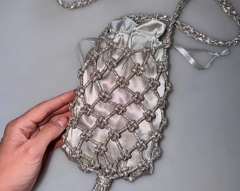 Handmade Rhinestone Phone Bag, Sparkly Crystal Crossbody Purse, Festival Accessory mini black purses
