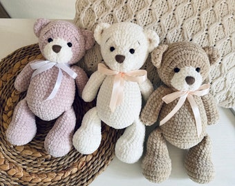 Handmade Crochet Teddy Bear Stuffed Animal, Knitted Toy