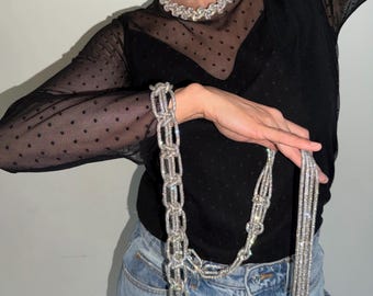Rhinestone Belt Choker Body Chain – Handmade Sparkling Jewelry, Transformable Party Accessory, Custom Size