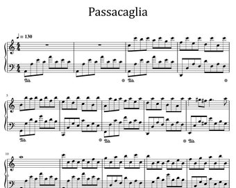 Passacaglia, Digital Piano Music Sheet, Georg Friedrich Händel, PDF + MIDI formats