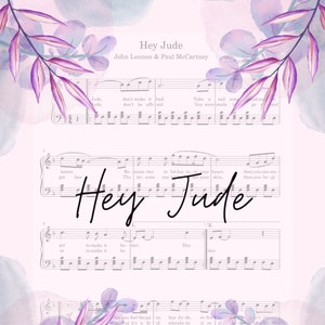 Hey Jude, Digital Piano Music Sheet for all levels, PDF + MIDI formats