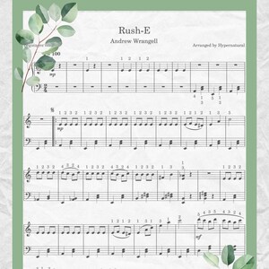 Rush-E Printable Notenblatt Klavier für Anfänger Einfaches Klavier für Alle Niveaus PDF und Midi zum Zuhören