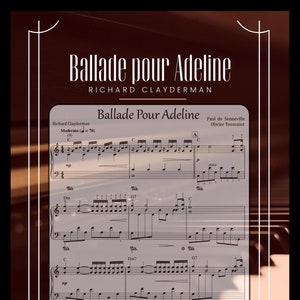 Richard Clayderman Ballade Pour Adeline Sheet Music Piano for Intermediate levels Printable PDF plus MP3 Format for Listening